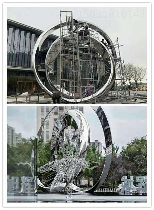 昆明主題街區(qū)_旋轉圓環(huán)雕塑_水景燈光雕塑作品圖